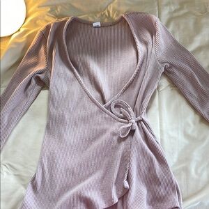 Old Navy Womens size XS ballet core Wrap-Style Ribbed Top Soft Pink